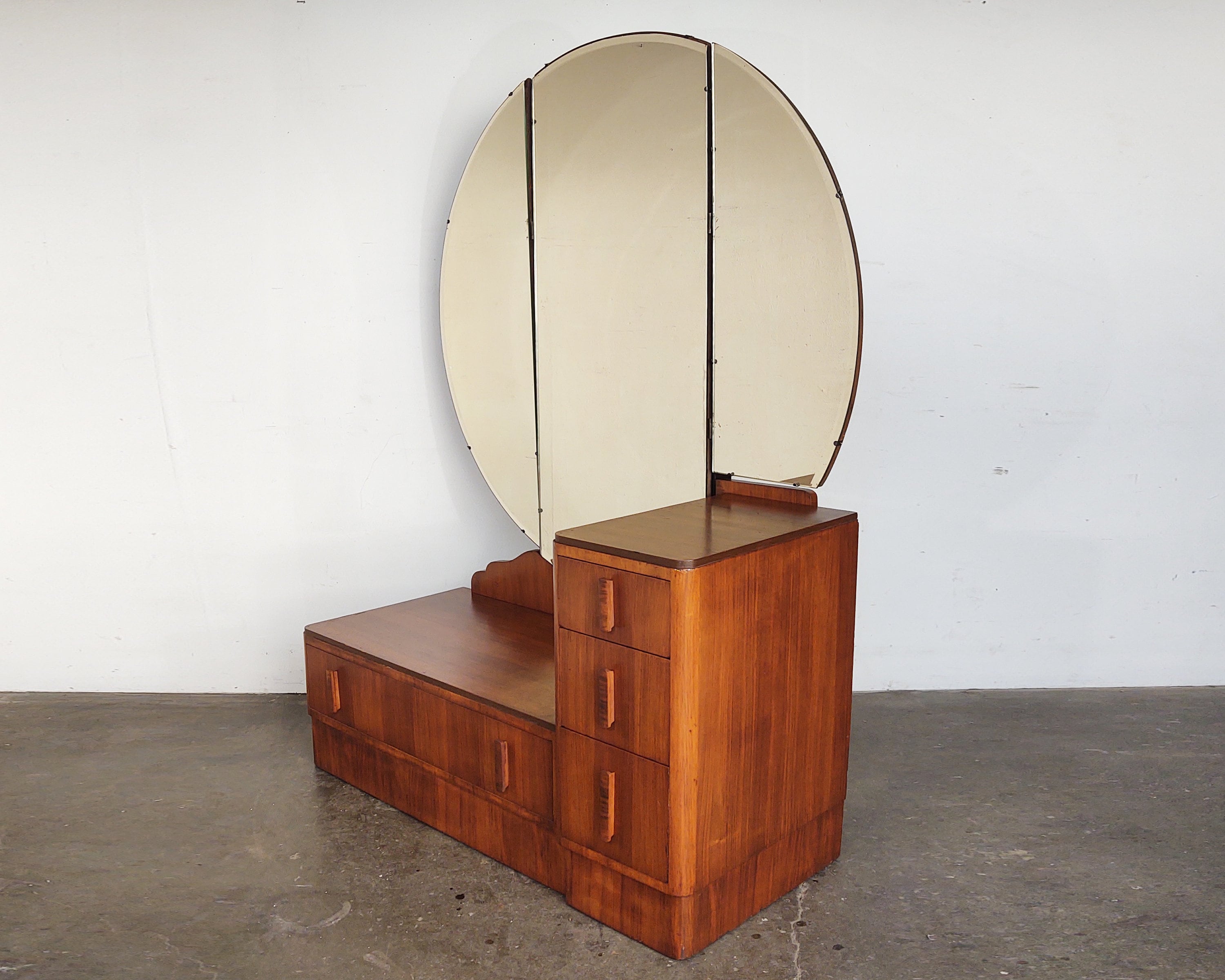 Vintage Art Deco Vanity With Large Round Mirror Etsy UK