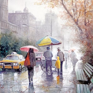 New York City Cityscape Giclee Watercolor Art Print
