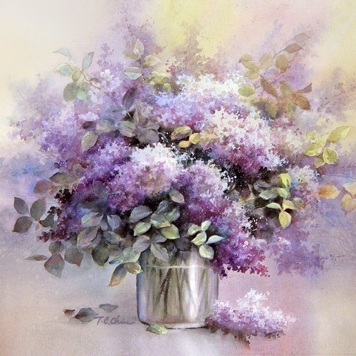 Lilac Flowers Art Print of Original Water Color Painting - Etsy
