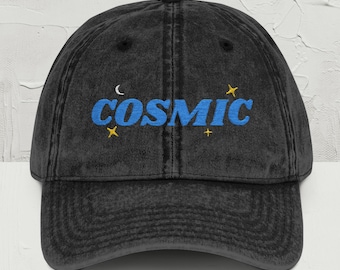 Embroidered Cosmic Hat, Vintage-Wash Cotton Twill Cap
