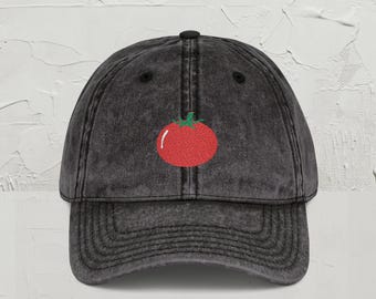 Embroidered Tomato Hat, Foodie Gift, Cooking Gifts, Quirky Embroidery, Unisex Tomato Gifts, Tomato Girl Summer, Gardening Hat, Vegetable Cap