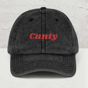 Embroidered Cunty Hat, Serving Cunt, Cunty Embroidery, Y2K, Aesthetic Offensive Hat, Rave Hat, Rude Gifts, Gay Gifts, LGBTQ Humor
