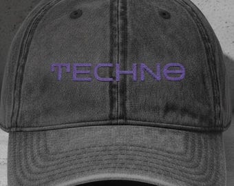 Embroidered Techno Hat, EDM Hat, Music Festival Hat,  Rave Hats, Rave Outfit, Rave Cap, Subtronics Hat, Raver, Techno Music, House Music Hat