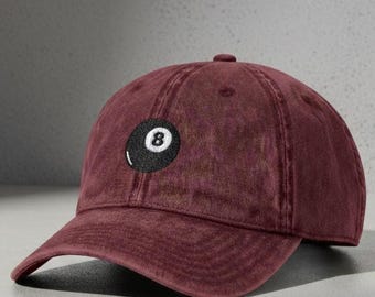 Embroidered Eight Ball Hat, Magic 8 Ball Baseball Cap, Pool Balls, Afters, 8ball Vintage Cap, Billiards Hat, Best Guy Friend Gift, Unisex