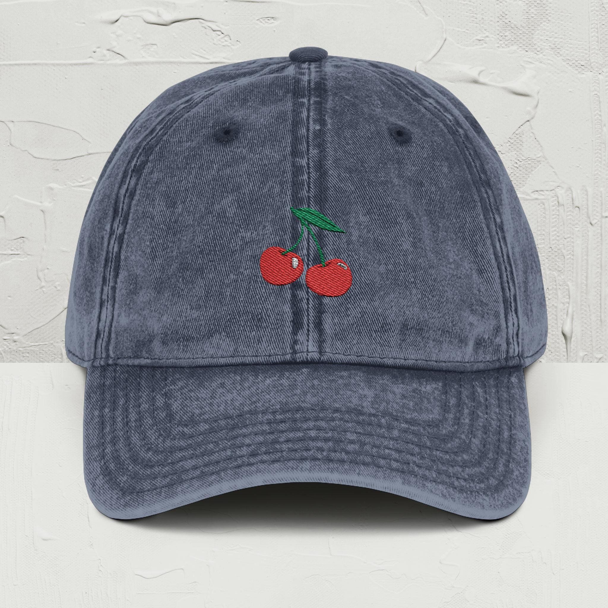 Cherry Embroidered Hat, Retro Dad Hat, Cherry Red Vintage 