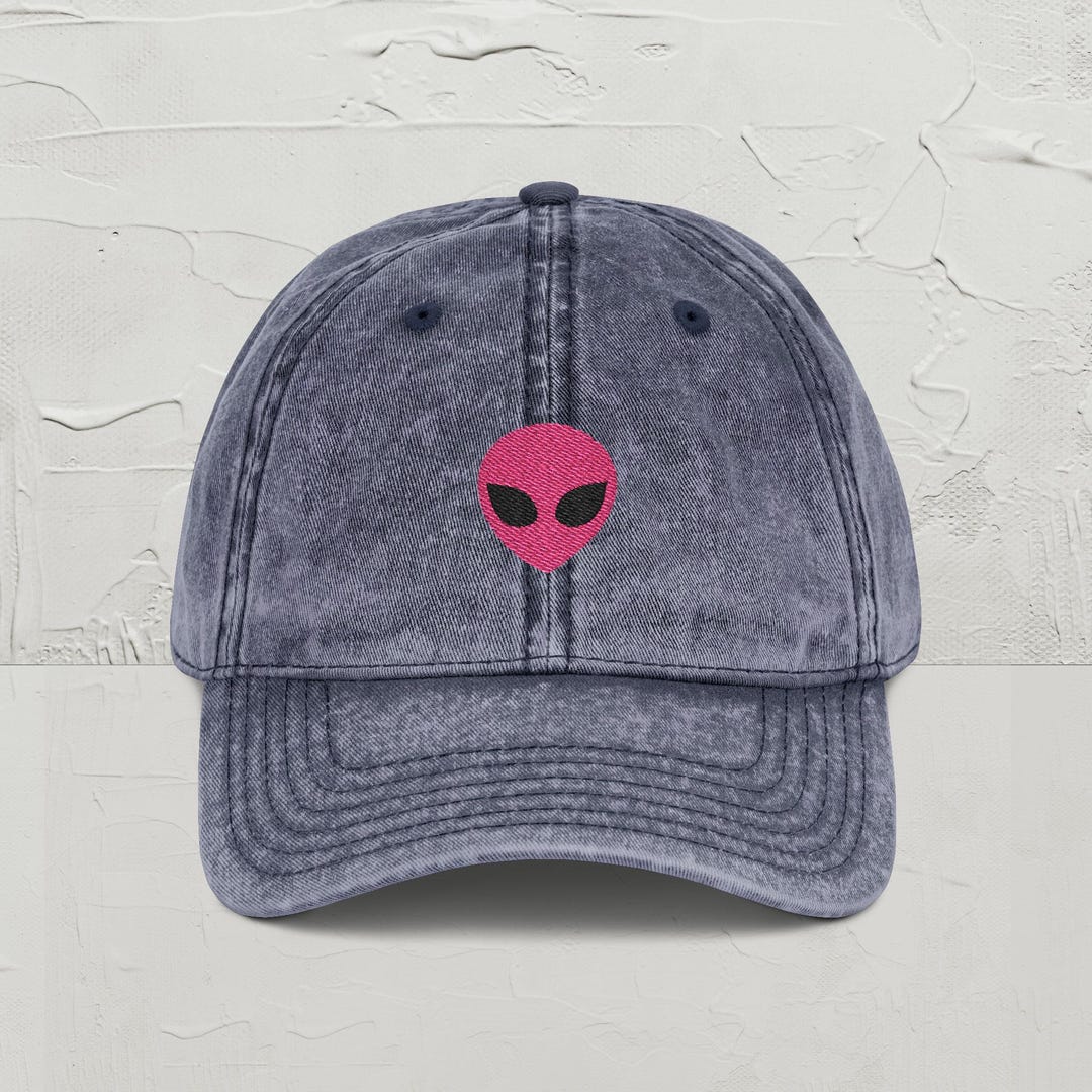 Embroidered Pink Alien Hat, Ufos Are Real, Pink Alien Head Hat, Space ...