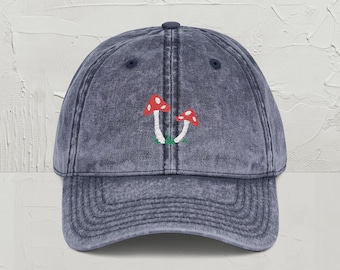 Embroidered Mushroom Hat, Retro Mushroom Baseball Hat, Embroidery Dad Hat, Gift for Mushroom Lover, Fungi Embroidered Cap, Festival Hat