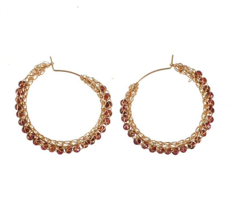 Gold Crochet Hoop Earrings / Earrings / Birthstone Etsy