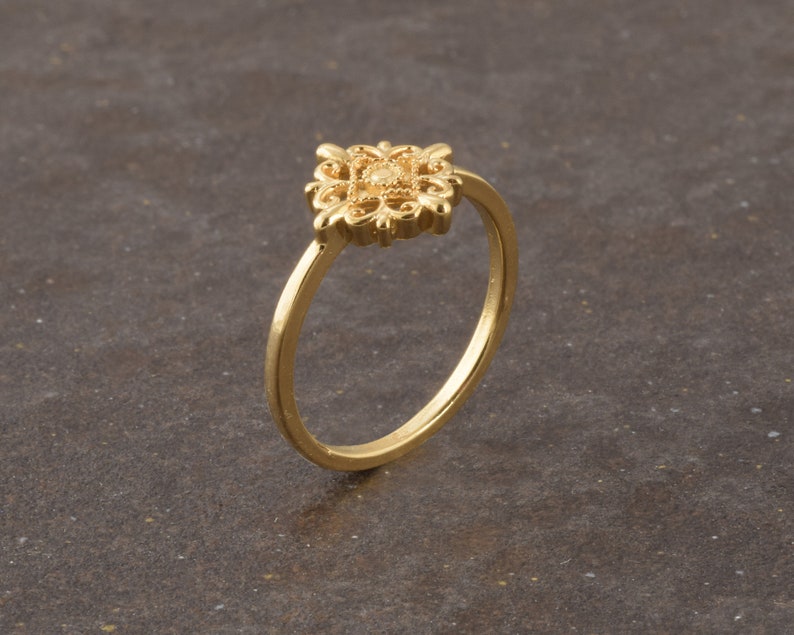 Promise Gold Ring Vintage Style Ring Bohemian Ring Dainty Ethnic Gold Ring Gold Lace Ring