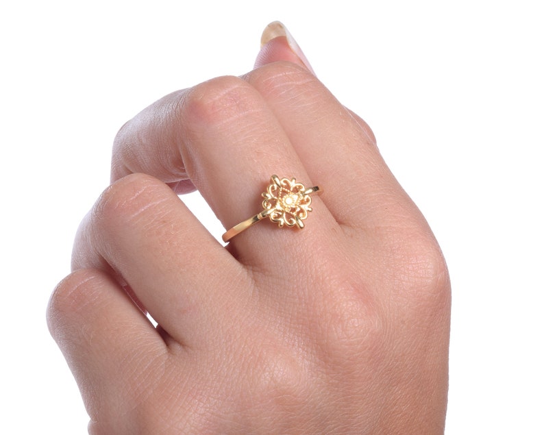 Promise Gold Ring Vintage Style Ring Bohemian Ring Dainty Ethnic Gold Ring Gold Lace Ring