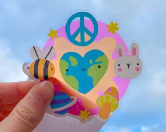 Peace & The Planet Vinyl Sticker / Sticker / Stickers - Cute Sticker - Laptop Sticker - Waterproof Stickers - Bumper Stickers