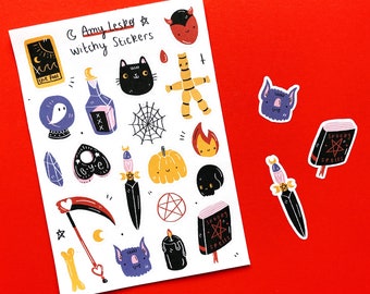 Witchy / Sticker Sheet / Planner Stickers - Halloween Stickers - Bullet Journal - Magic Witch - Wicca Stickers - Spooky Stickers - Witch