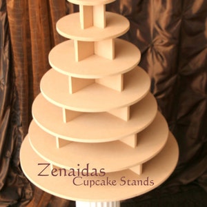 Cupcake Stand 7 Tier Round 200 Cupcakes Threaded Rod and Freestanding Style MDF Wood Cupcake Tower Birthday Wedding Donut DIY Project image 3