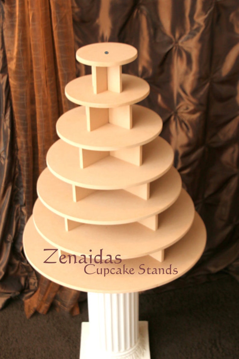 Cupcake Stand 7 Tier Round 200 Cupcakes Threaded Rod and Freestanding Style MDF Wood Cupcake Tower Birthday Wedding Donut DIY Project image 3
