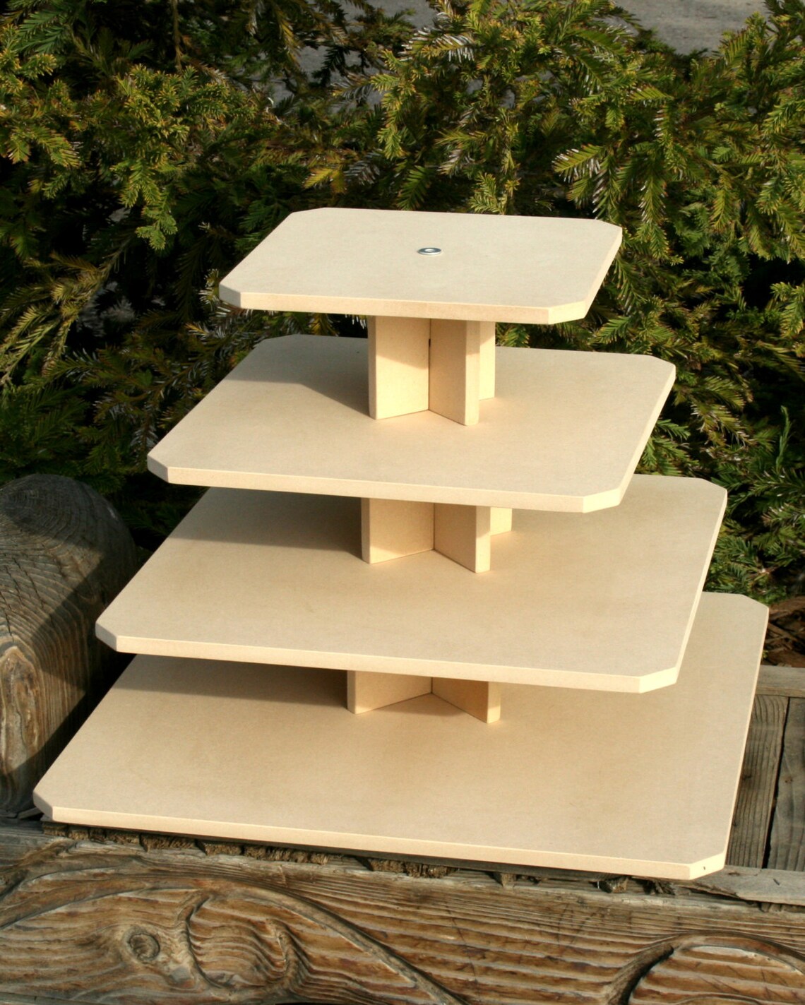 Cupcake Stand Square 4 Tier With Threaded Rod MDF Wood DIY Etsy
