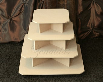 Cupcake Stand 4 Tier Square MDF Wood 65 Cupcake Tower Birthday Stand Wedding Stand Display Stand DIY Project