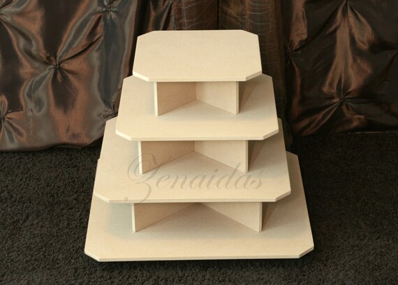 Cupcake Stand 4 Tier Square Mdf Wood 65 Cupcake Tower Birthday Etsy