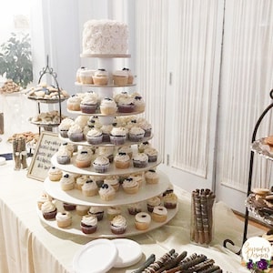 Cupcake Stand  7 Tier Round 200 Cupcakes White Melamine Wood Cupcake Tower Display Birthday Wedding Donut Stand
