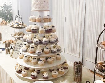 Cupcake Stand  7 Tier Round 200 Cupcakes White Melamine Wood Cupcake Tower Display Birthday Wedding Donut Stand