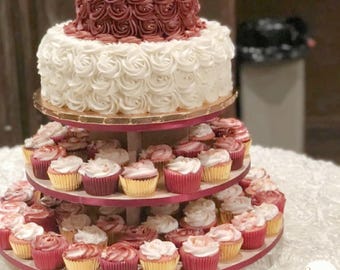 Cupcake Stand 3 Tier 20 Cupcakes Round MDF Wood Unfinished
