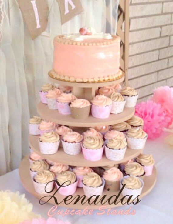 Cupcake Stand Round 4 Tier With Threaded Rod Mdf Wood Diy Etsy
