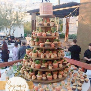 Cupcake Stand 7 Tier Round 200 Cupcakes Threaded Rod and Freestanding Style MDF Wood Cupcake Tower Birthday Wedding Donut DIY Project image 2