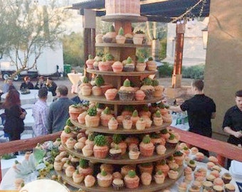 Cupcake Stand  7 Tier Round 200 Cupcakes Threaded Rod and Freestanding Style MDF Wood Cupcake Tower Birthday Wedding Donut  DIY Project