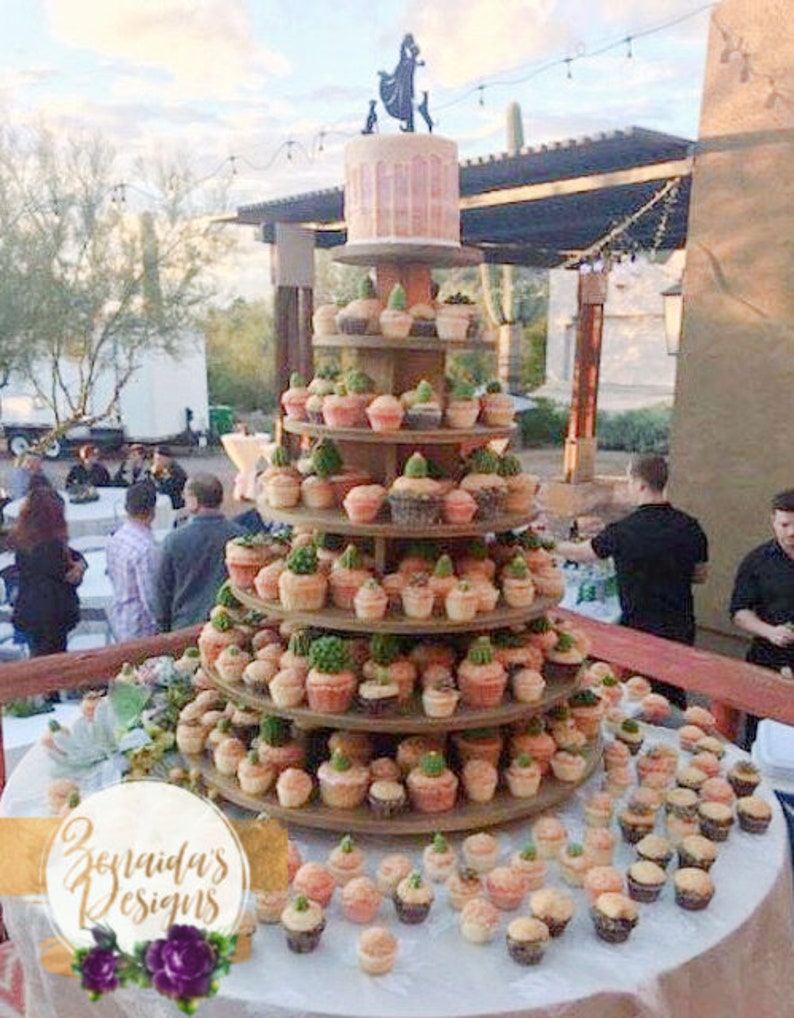 Cupcake Stand 7 Tier Round 200 Cupcakes Threaded Rod and Freestanding Style MDF Wood Cupcake Tower Birthday Wedding Donut DIY Project image 2