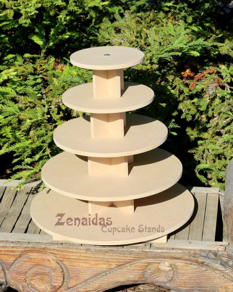 Cupcake Stand Round 5 Tier with Threaded Rod MDF Wood DIY Etsy
