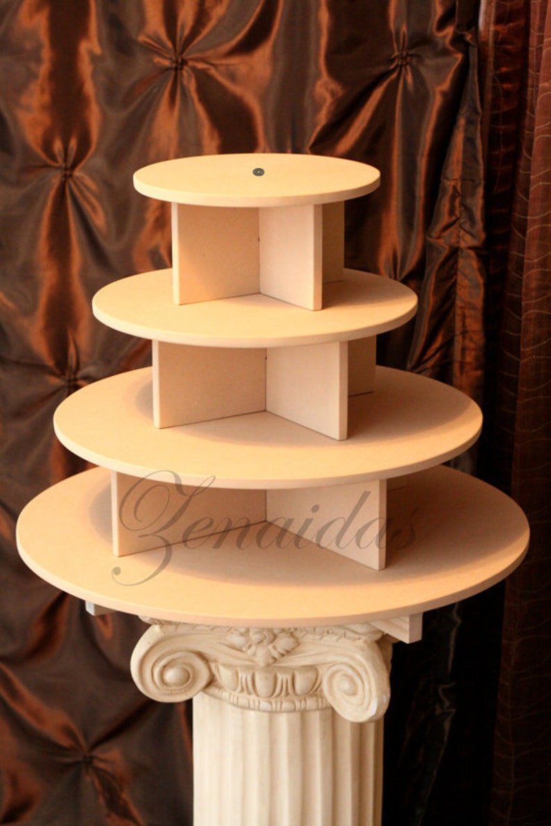 Cupcake Stand 4 Tier Round 65 Cupcakes Threaded Rod and Freestanding Style MDF Wood Cupcake Tower Display Wedding Stand DIY Project image 1