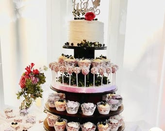 Cupcake Stand 5 Tier Round MDF Wood Unpainted DIY 100 Cupcake Tower Wedding Birthday Donut