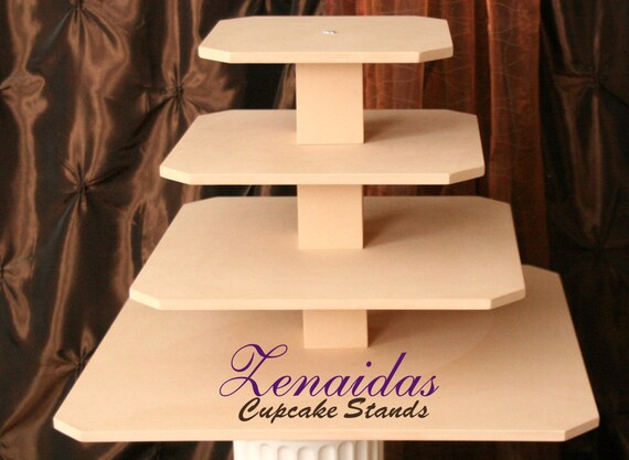 Cupcake Stand 4 Tier Square Mdf Wood 65 Cupcake Tower Jewelry Etsy