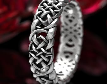 Celtic Eternity Band in Sterling Silver, Celtic Wedding Ring, Celtic Knot Ring, Unique Wedding Band, Silver Celtic Ring, Eternity Ring, 1400