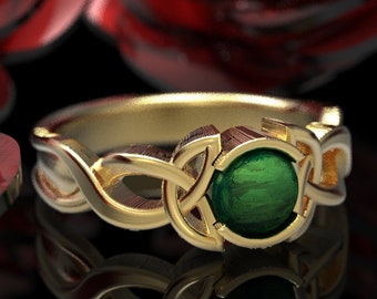 Celtic Jade Engagement Ring With Trinity Knot Design in 10K 14K 18K Gold or Platinum Made in Your Size 405