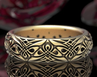 Gold Celtic Wedding Ring, Platinum Wedding Band, Celtic Wedding Ring, Designer Wedding Ring, Unique Wedding Band, Tribal Ring, 1296