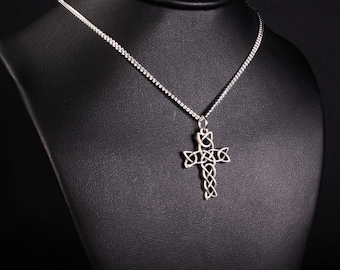 Sterling Silver Celtic Cross Pendant, Braided Cross Necklace, Woven Celtic Cross Jewelry, Silver Cross Necklace, Scottish Pendant