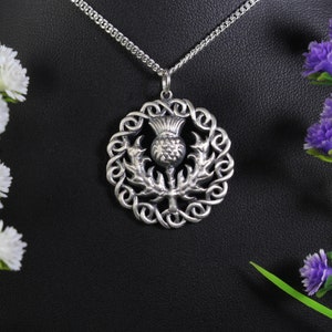 Sterling Silver Thistle Necklace, Thistle Necklace, Thistle Pendant, Scottish Necklace, Silver Thistle Jewelry, Scottish Thistle Necklace