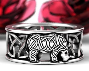 Sterling Silver Rhino Celtic Ring, Rhinoceros Ring, Silver Rhino Jewelry, Rhino Ring, Rino Ring, Africa Ring, Safari Ring, Animal Ring, 1248