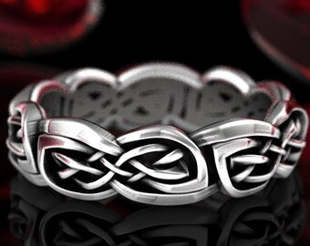 Braided Infinity Knot Celtic Ring, Sterling Silver Woven Wedding Band, Intricate 925 Silver Eternity Ring, Handmade in Your Size, CR1382