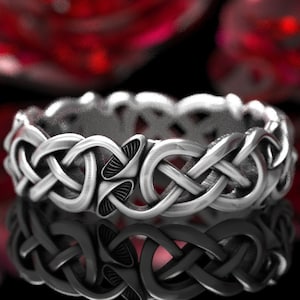 Mushroom Ring, Sterling Silver Infinity Ring, Silver Celtic Ring, Hippie Ring, Nature Ring, Botanical Ring, Pagan Wedding Ring, 1371