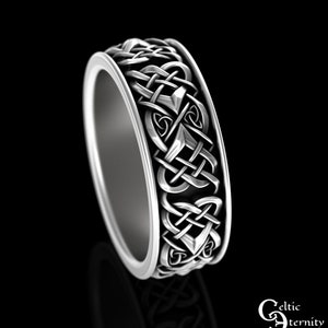Sterling Silver Celtic Wedding Band, Mens Celtic Wedding Ring, Celtic Infinity Knot Wedding Ring, Infinity Heart Wedding Band, 4012