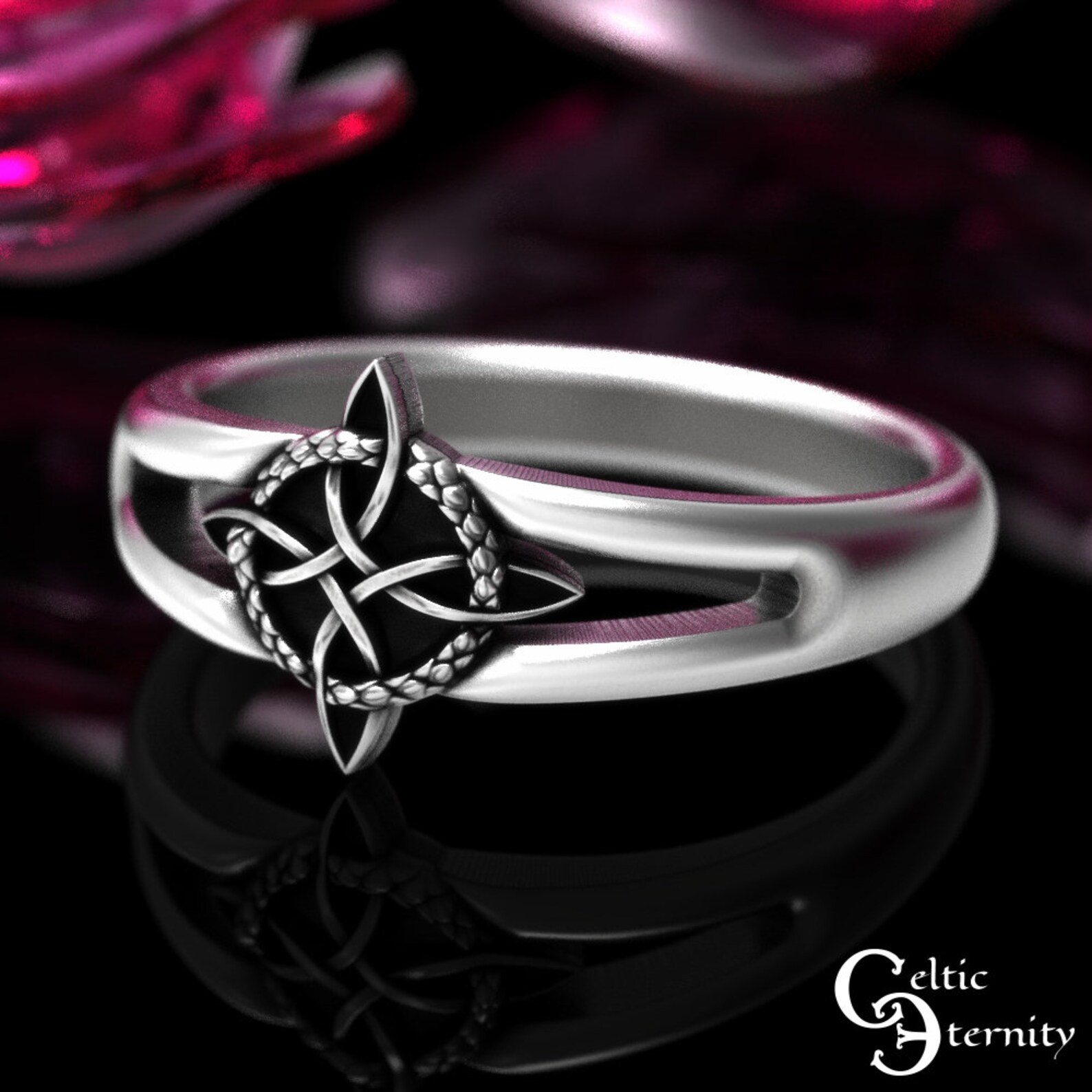 thumbnail image 2 of Celtic Knot Fairy Ring - Sterling Silver 925 - Moonlight Mysteries (Sizes 4-12) 2 of 6