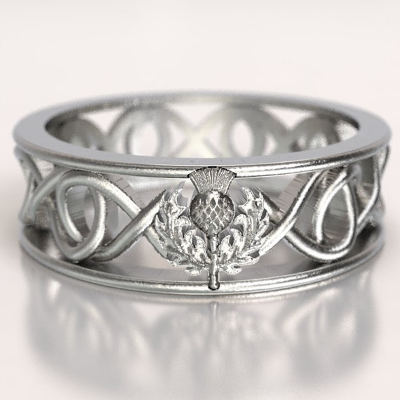 Silver Thistle Ring Mens Handmade Rings 925 Sterling Silver Scottish Ring Scottish Thistle Jewelry Custom Size 1317 Botanical Jewelry