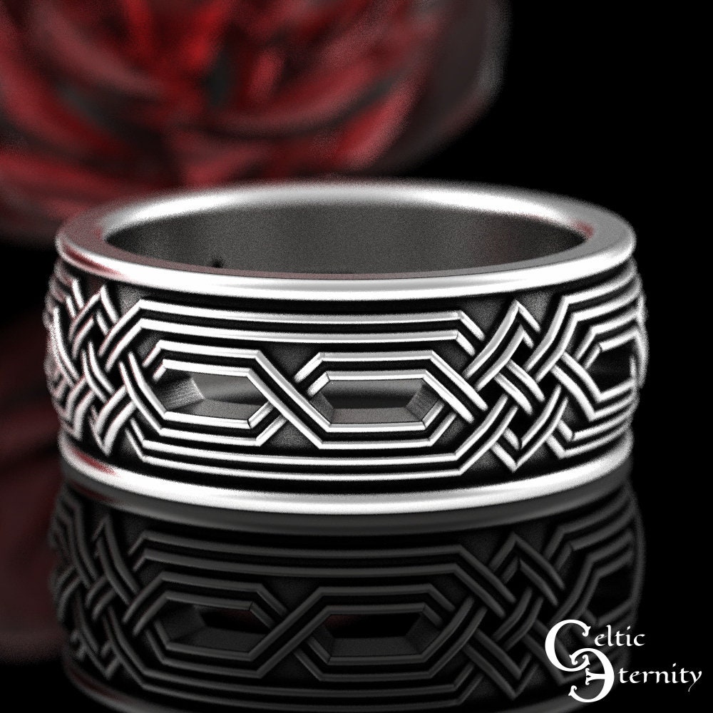 Mens Viking Ring Sterling Celtic Wedding Band Mens Irish Braided