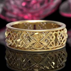 Mens Celtic Woven Ring, Gold or White Gold Celtic Wedding Ring, Mens ...