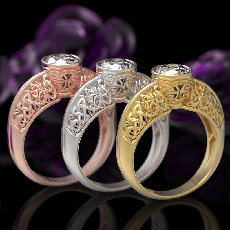 Dragon Engagement Ring Gold Dragon Ring Moissanite Etsy