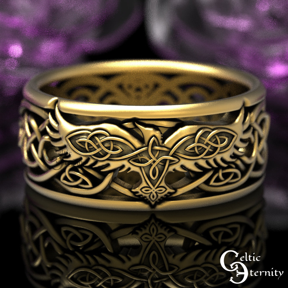Celtic cheap raven ring