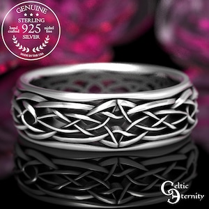 Celtic Love Knot Ring, Silver Irish Wedding Band, Sterling Celtic Weave Ring, Celtic Knot Ring, Infinity Knot Ring, Celtic Braid Ring, 111