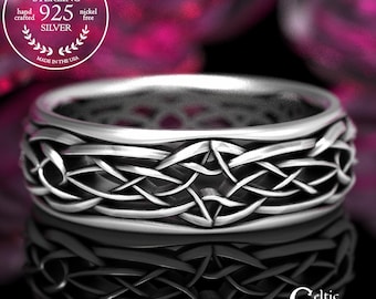 Celtic Love Knot Ring, Silver Irish Wedding Band, Sterling Celtic Weave Ring, Celtic Knot Ring, Infinity Knot Ring, Celtic Braid Ring, 111