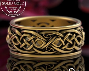 Gold Mens Infinity Ring, Mens Gold Wedding Ring, Mens Celtic Gold Ring, Celtic Infinity Wedding Band, Celtic Gold Ring, Platinum Ring, 1095